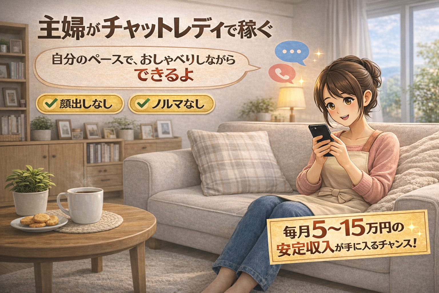 主婦が月15万円ほどチャットレディーで稼げるサイトランキング